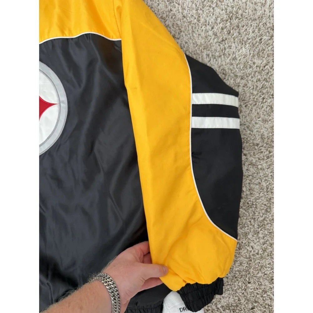 Vintage Pittsburg Steelers Puffer Jacket Men's Size 2XL NFL Starter Style 90s
